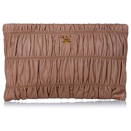 Pochette Prada Marron Nappa Gaufre Marron Beige