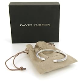 David Yurman-Bracciale rigido David Yurman Cable Classique in argento, perle e diamanti-Argento