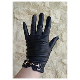 Hermès-Gloves-Black,Gold hardware