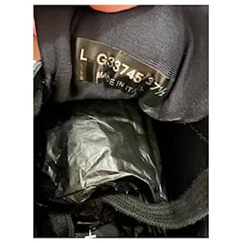 Chanel-Camurça preta tripla sapatilha de cano baixo CC-Preto