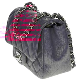 Chanel-Superb Chanel Mini Timeless Flap bag handbag in pink caviar leather, Garniture en métal argenté-Pink