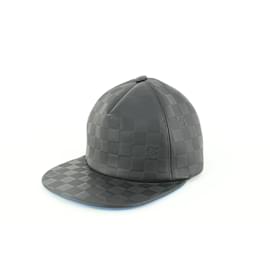 Louis Vuitton-21FW Black x Blue Leather Damier Infini Baseball Cap Hat-Other