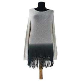 Autre Marque Pull long à franges en cachemire Aqua Multicolore