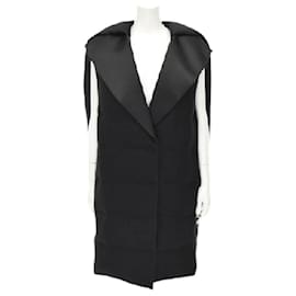 Balenciaga-[Used] Balenciaga Best Gilet Haori Long Cocoon Different Material Switching Feather Batting 40 Black-Black