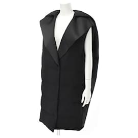 Balenciaga-[Used] Balenciaga Best Gilet Haori Long Cocoon Different Material Switching Feather Batting 40 Black-Black