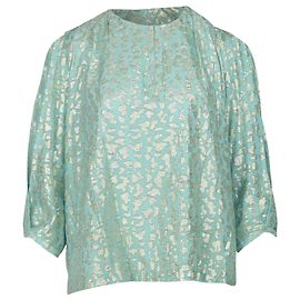 Diane von Furstenberg Haut à Imprimé Métallisé Astor en Soie Turquoise Autre Vert