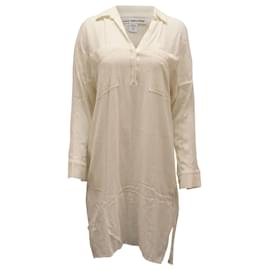 Autre Marque-James Perse Hemdkleid aus elfenbeinfarbener Viskose-Weiß,Roh