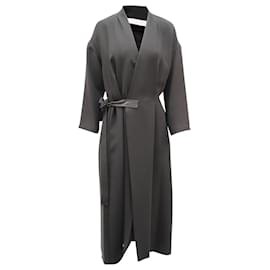 Vince-Vince Wrap Dress with Faux Leather Belt in Black Polyester-Black