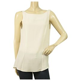 Camicetta Canotta Dondup bianca in misto seta senza maniche con allacciatura sul retro Taglia superiore 40 Bianco