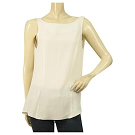 Dondup-Dondup Blusa sin mangas de mezcla de seda blanca con lazo en la espalda Talla superior 40-Blanco