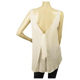 Dondup-Dondup White Silk Blend sans manches Tie Back Tank Blouse Top size 40-Blanc