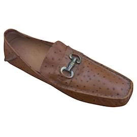 Gucci-Gucci Jordaan ostrich flats-Light brown