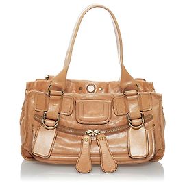 Chloé Bolsa de ombro de couro Chloe Brown Bay Marrom Castanho claro