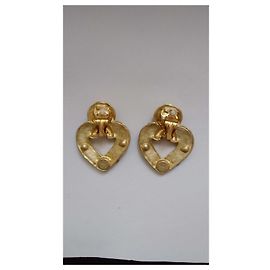 Boucles D'Oreilles Vintage Claire Deve - Résine Plaqué Or 24 Carats - Taille S/M/L