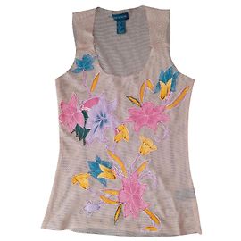 Antik Batik Regata de Algodão Bordada Rosa Rosa