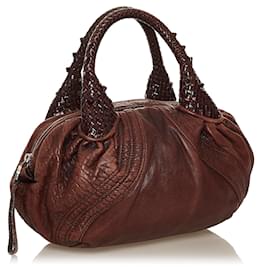 Fendi-Fendi Brown Spy Leather Handbag-Brown,Dark brown