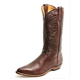 Buffalo-Spain Western Riding Cowboy Line Catalan Style Leather Boots-Brown