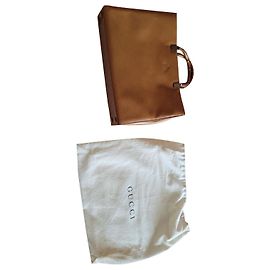Gucci Bamboo Leather Handbag Caramel Caramel
