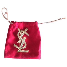 Yves Saint Laurent Broche monogramme Yves St Laurent Doré