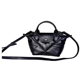 Longchamp Pliage cuir Noir