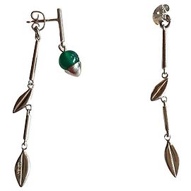 Kenzo Brincos de prata com pedras verdes Prata Verde