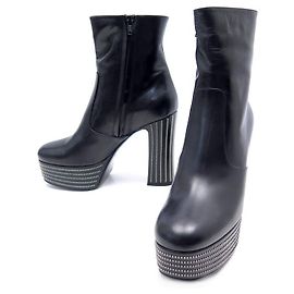 NEW YVES SAINT LAURENT SHOES CANDY ANKLE BOOTS 39 BLACK LEATHER BOOTS Black
