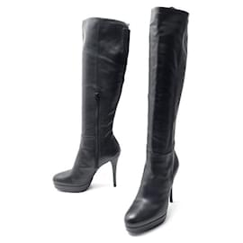 Stuart Weitzman-CHAUSSURES STUART WEITZMAN BOTTES A TALONS 39 EN CUIR NOIR LEATHER BOOTS-Noir