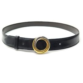 CARTIER T BELT88 TRINITY BUCKLE 3 ORS LEATHER REVERSIBLE IN BLACK LEATHER BELT Black