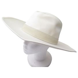 Hermès HERMES HAT SIZE 58 MIXED COTTON AND WHITE LEATHER HAT White