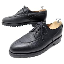 JM Weston-JM WESTON SHOES 595 DERBY HALF HUNTING 8.5E 42.5 LARGE BLACK LEATHER SHOES-Black