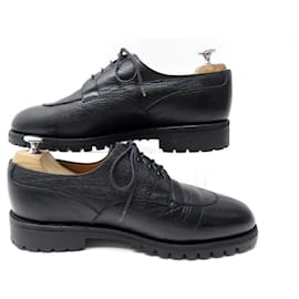 JM Weston-JM WESTON SHOES 595 DERBY HALF HUNTING 8.5E 42.5 LARGE BLACK LEATHER SHOES-Black