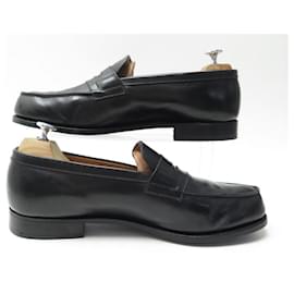 JM Weston-JM WESTON LOAFERS 180 9E 43 LARGE BLACK LEATHER LEATHER LOAFERS-Black