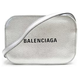 Balenciaga-BALENCIAGA EVERYDAY XS HANDBAG 552372 SILVER LEATHER HAND BAG-Silvery