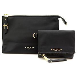 NEW LOT TUMI BASEL TROUSE POUCH + NEW POUCH BLACK CANVAS WALLET Black