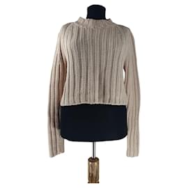 Ganni Kurzer Pullover Weiß Wolle Weiß