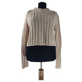 Pull Court Ganni Blanc en Laine Blanc