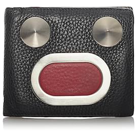 Fendi-Fendi Black Faces Leather Bifold Wallet-Black