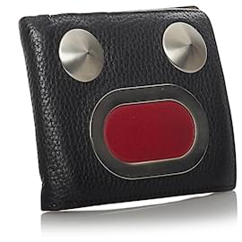 Fendi-Fendi Black Faces Leather Bifold Wallet-Black