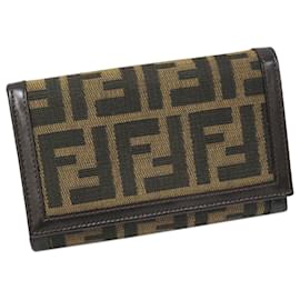 Fendi-Fendi Brown Zucca Canvas Small Wallet-Brown