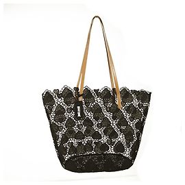 Just Cavalli cueca preta de renda aberta bolsa de mão com alça de ombro Preto