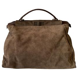 Fendi Suede Peekaboo tote bag Brown
