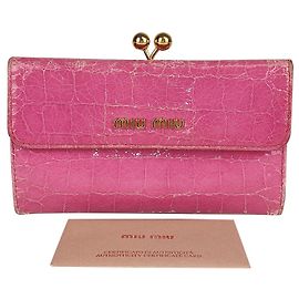 Miu Miu Cartera Madras con estampado de cocos Fucsia