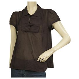 Marc Jacobs Tunique en coton à rayures bordeaux Chemisier avec. boutons taille 6 Bordeaux