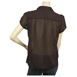 Marc Jacobs-Marc Jacobs Borgonha túnica camisa listrada de algodão blusa blusinha w. tamanho dos botões 6-Bordeaux