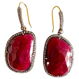 Autre Marque-Earrings-Red,Golden
