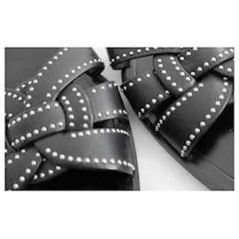 Saint Laurent-Saint Laurent Tribute studded flat sandals-Black