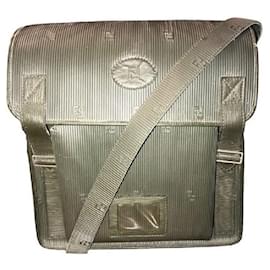 Fendi-FENDI rubber and leather backpack-Olive green