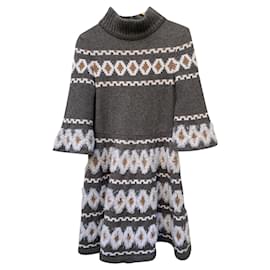Robe pull Chanel Fair Isle Gris
