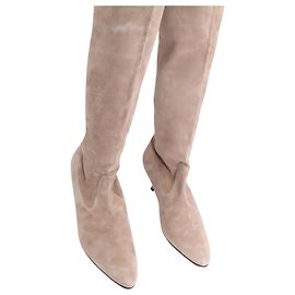 Manolo Blahnik Over-the-Knee Boots in Beige Suede Beige