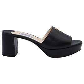 Prada Platform Sandals in Black Calf Leather Black